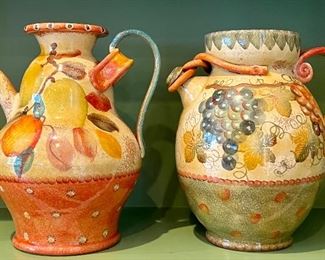 Item 135:  Heavy Pottery Pitchers: $42 each                                      Tallest - 14"