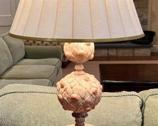 Item 111:  (2) Stacked Ball Lamps with Wood Base - 27":  $225 for pair