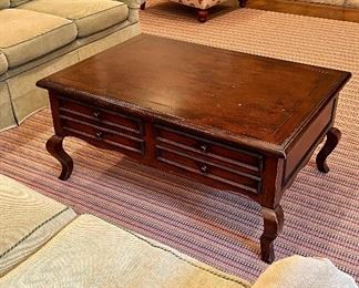 Item 88:  Troy Wesnidge Coffee Table with Drawers - this item has surface scratches and blemishes - 44"l x 30"w x 19.5"h:  $165