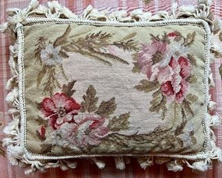 Item 141:  Pink Flowers, Vintage Textile Fabric Pillow with Velvet Backing: $32