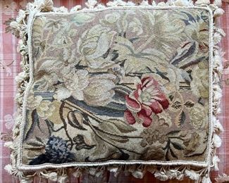Item 142:  One Pink Flower, Vintage Textile Pillow with Velvet Backing:  $32