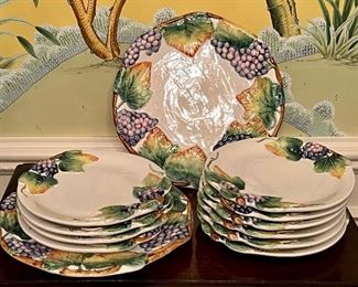 Item 201:  Luncheon Set (Made in Italy): $95                                         10 dessert plates, 2 platters
