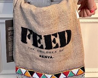 Item 202:  "Feed" Bag Purse, Keyna NEW, tags indicate $300 original price:  $95