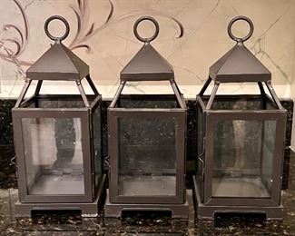 Item 204:  (3) Pottery Barn Lanterns - 12": $65 for 3