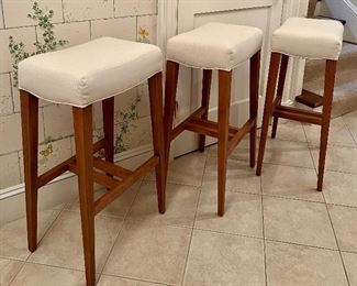 Item 215:  (3) Ethan Allen Bar "Harper" Bar Stools with Sunbrella Fabric (please note the faint marks on these visible in the next photos) - 17.5"l x 12"w x 31"h: $450