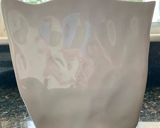 Item 236:  White "Wavy" Vase:  $38