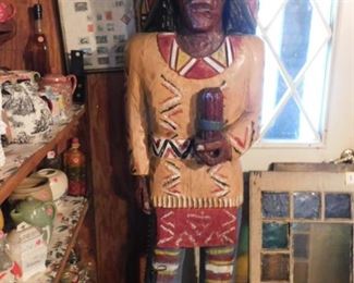 Beautiful large cigar store wooden Indian. Approx. 6 ft tall