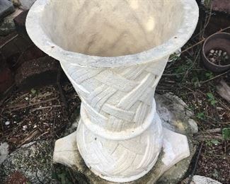 Base for a huge bird bath.  Sold with the following photo which is the top of the bird bath