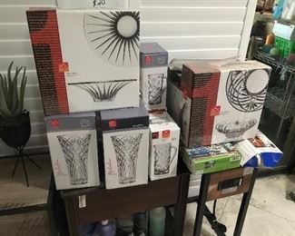 All  new in box crystal items made in Italy.  Includes bowls, pitchers and vases.