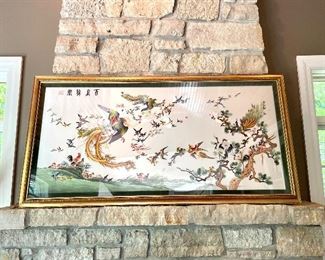 SOLD $800 - Antique Chinese silk embroidered art - 62.5 x 31.5