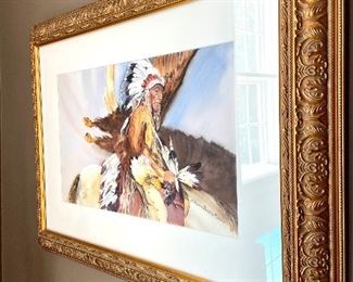 $500 - Original Watercolor by Steven Bostic ‘04 Eagle and Chief - 30 x 23