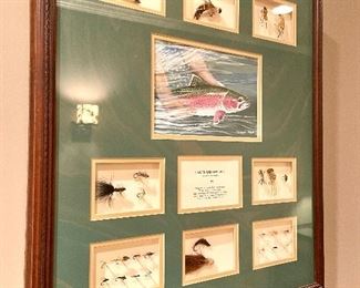 SOLD $80 - Fly Fishing catch and Release on Arkansas River 1994 with current fish painting by Diane Hada - 22.25 x 3 x 25