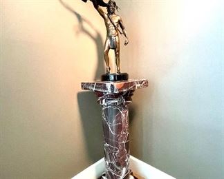 $450 - Marble Pedestal (as is) - 14.5 x 37.5; Alternative view of Shan Gray bronze sculpture