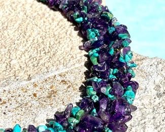 SOLD $58 - Turquoise and Amethyst Necklace (2 available)