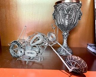 $100 - wire motorcycle sculpture - 10 x 1.5 x 5