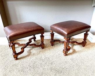 SOLD $250 each - Leather Ottoman by Bernhardt - 23 x 18 x 18