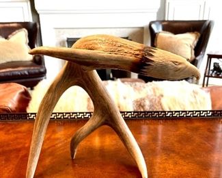 SOLD $48- Eagle carved antler - 10 x 9 x10