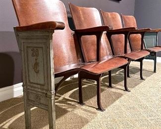 $400 - Vintage wood cast iron theater seats - 82 x 24 x 34