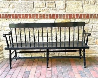 SOLD $250 - Black Wooden Bench - 60.75 x 14.25 x 33