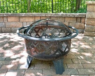 $60 - round steel fire pit with lid- 30 x 24