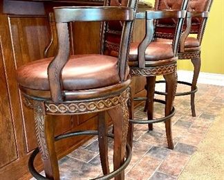 SOLD $600 - Asia Glory International Barstools (set of 3) - 23 x 21 x 41