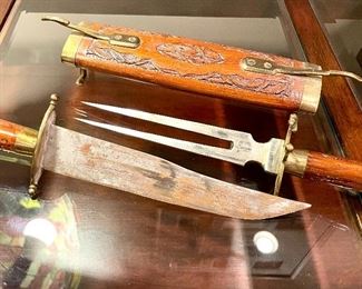 Detailed view of carving set