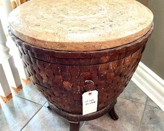 SOLD Close up of African Drum Table