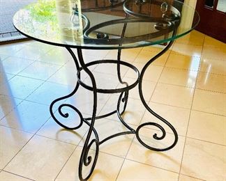 $250 - Wrought iron table with glass top - 30 x 30