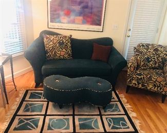 Postmodern Loveseat and Ottoman by Carter