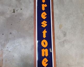 An original early vintage porcelain 1-sided sign that measures 11" by 70" and is in very good condition, a few light pits and scratches. Framed with oak frame. Vitrified Clyde, Ohio