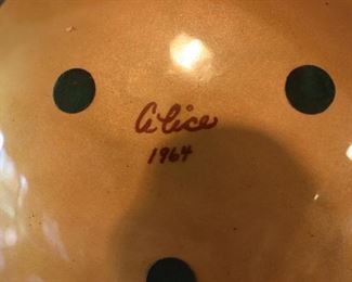 Vintage copper enamel dish