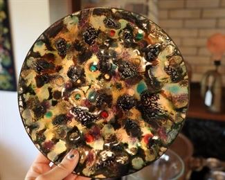 Vintage copper enamel dish