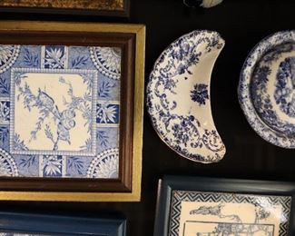 Vintage porcelain blue tile