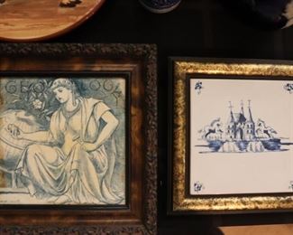 Vintage porcelain blue tile