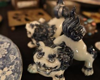 Antique blue porcelain Asian figurine