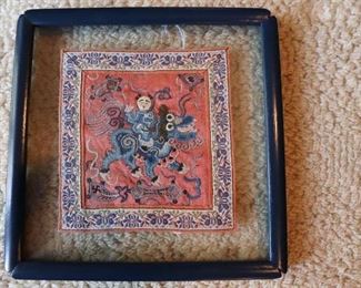 Antique silk embroidered patch
