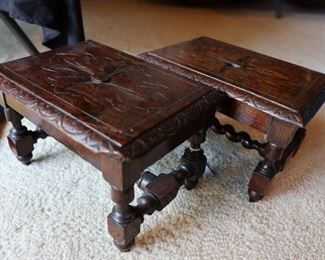 Antique English carved stools
