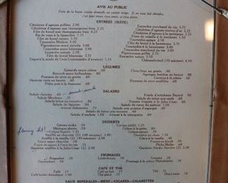 Menu from Restaurant Antoine, Paris