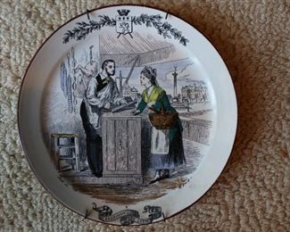 French faience plate Creil Montereau B & Cie