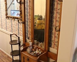 Antique oak hall stand