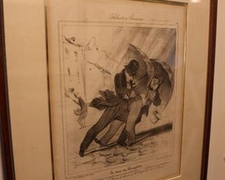 Antique French cartoon illustration