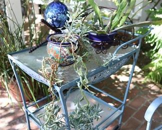 Patio cart with potted plants