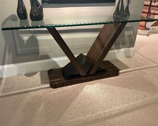 glass console by Century 67" long x 30.5" tall x 19" deep