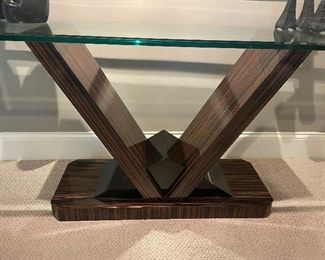 glass console by Century 67" long x 30.5" tall x 19" deep