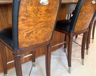 6 Maitland Smith black leather bar height bar stools