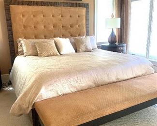 custom made king size bed. 6' tall (mattress & linens not for sale)