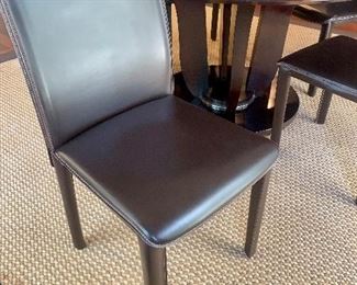 6 Arper brown leather chairs