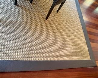 sisal rug with brown leather boarder, 10'5"square