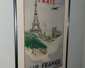 Signed Framed Paris Air France Print 