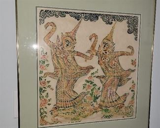 Temple wall colored rub Thailand